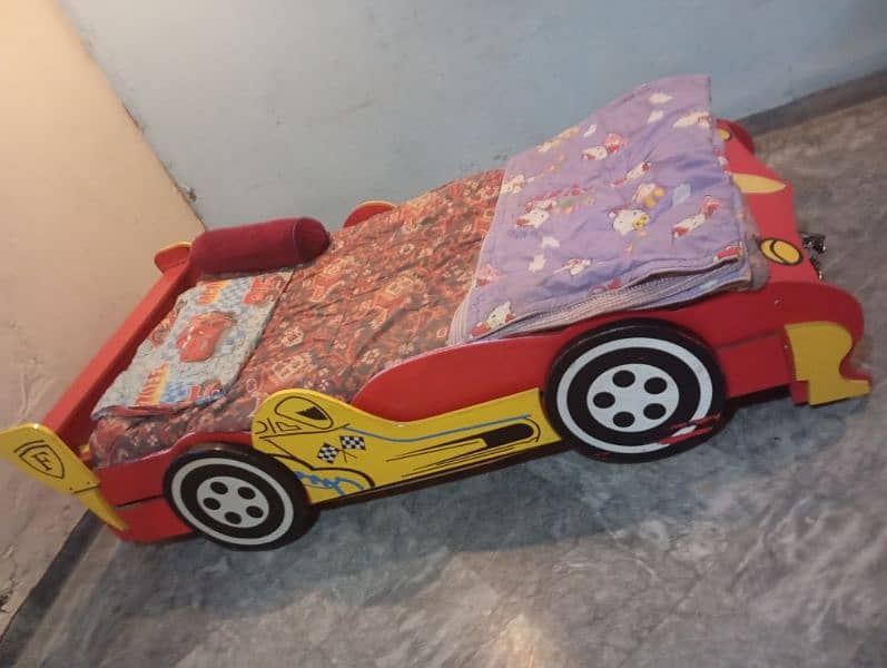 kids bed in the shape of a car for 2 kids red color 6