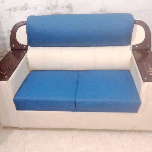leather sofa set 2 color blue and white 0