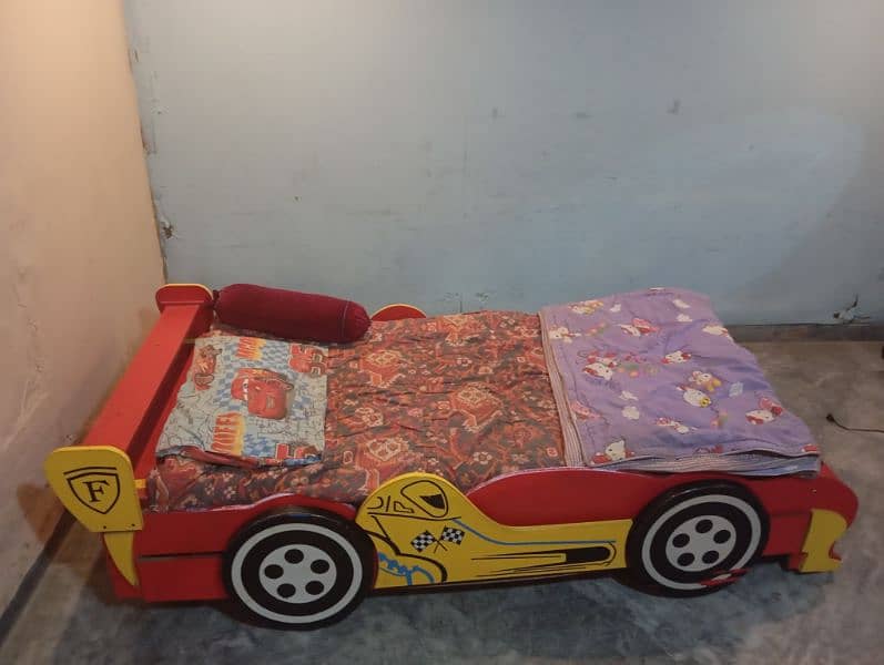 kids bed in the shape of a car for 2 kids red color 8