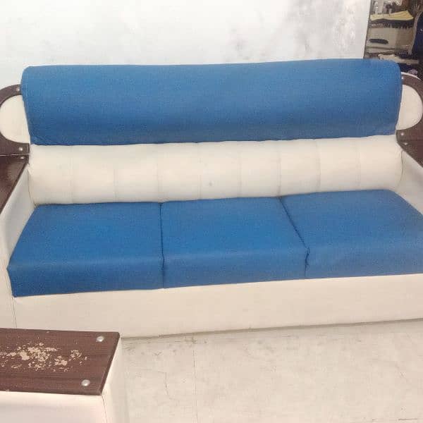 leather sofa set 2 color blue and white 1