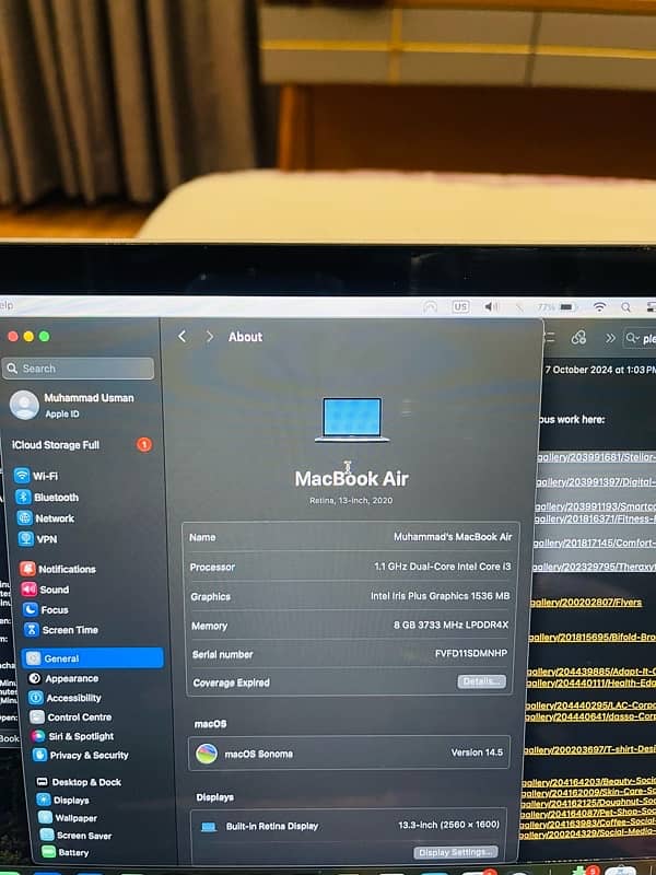MacBook Air i3 13.3-inch Retina 8gb 256gb 2020 4