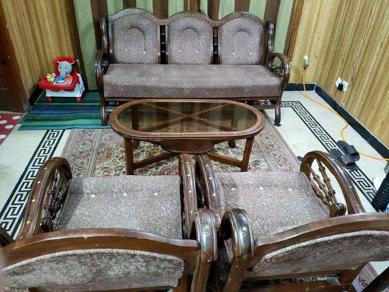 5 Seater Sofa with Table (Pure Sheesham Wood) 2
