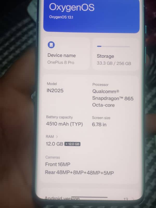 oneplus 8 pro 12+12 256gb Deul Sim PTA 2