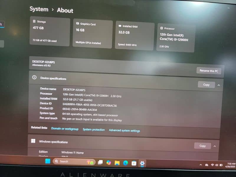 Alienware x15 R2 | Ci9 12th Gen | 16GB RTX 3080Ti | 4K UHD | 4