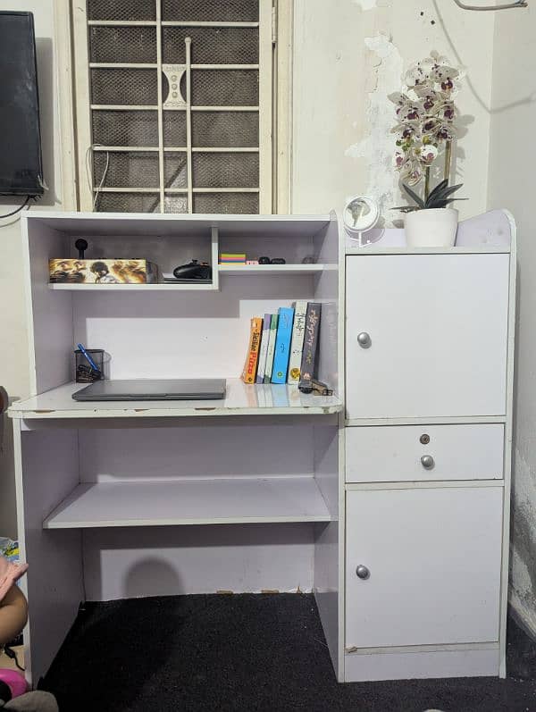 white wooden study and computer table 2