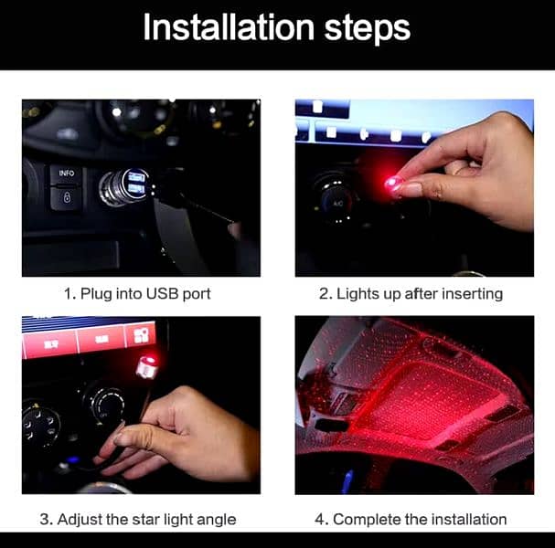Car Roof Atmosphere LED Star Projector Light Romantic USB Laser S 5