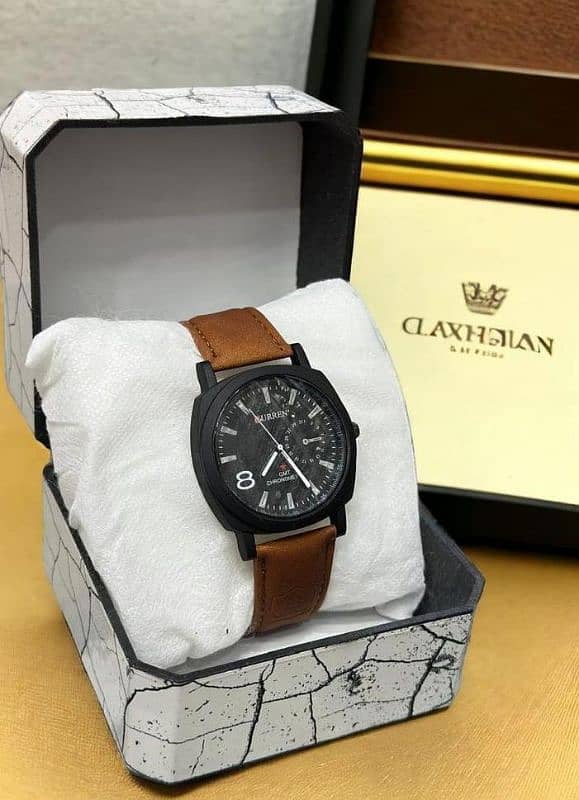 Men's Quartz Analog Watch- Black Brown watch 0