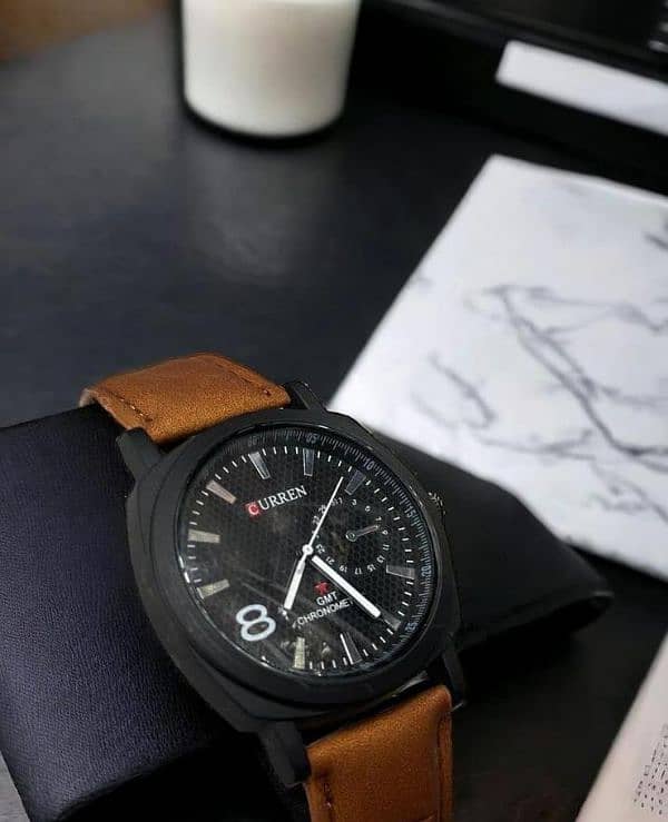Men's Quartz Analog Watch- Black Brown watch 1