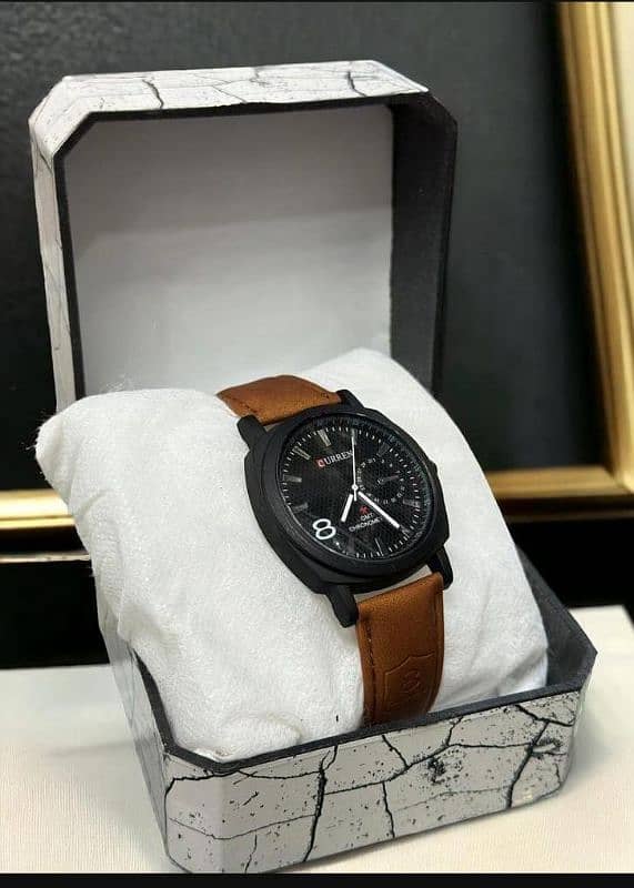 Men's Quartz Analog Watch- Black Brown watch 2