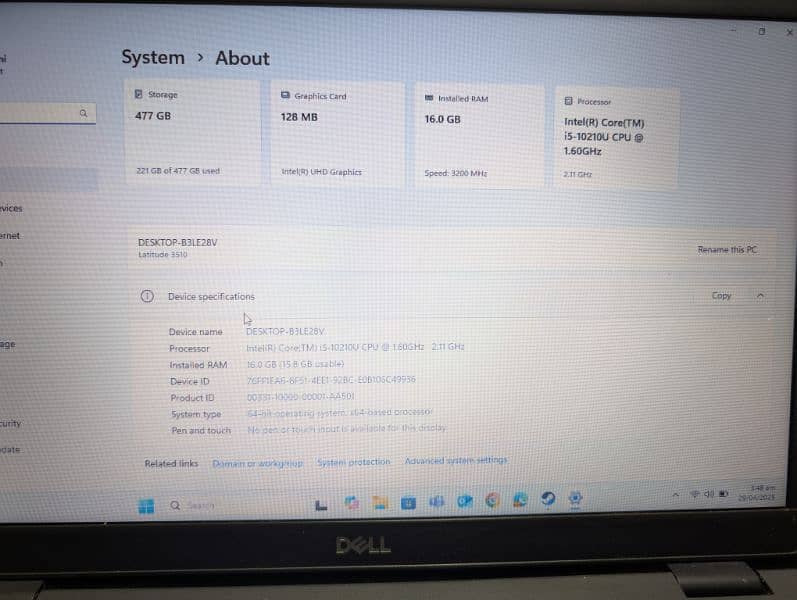 Dell Latitude 3410 core-i5 10th gen 16 GB RAM 512 GB SSD 15.6 inch 3