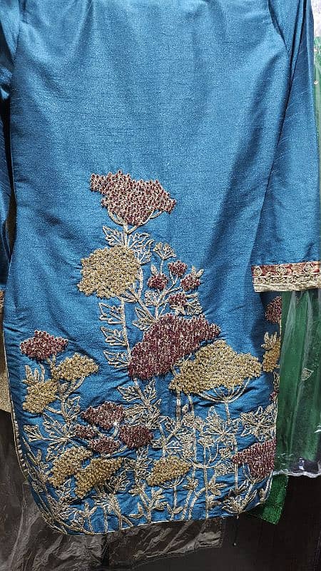 raw silk embroidered dress 0