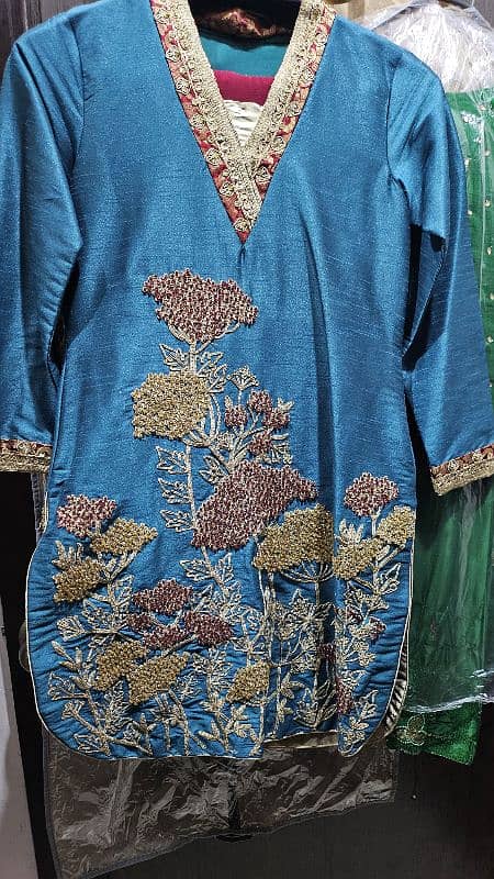 raw silk embroidered dress 1