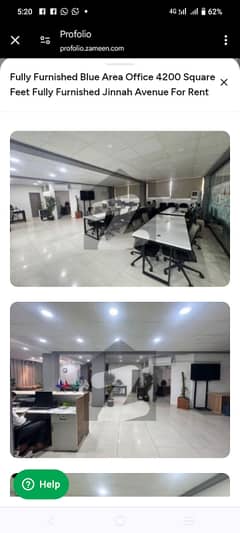 Blue area office 4200 square feet fully furnished jinah avenue