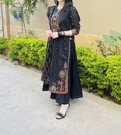 Black dress shirt with lehnga attached junaid jamshaid