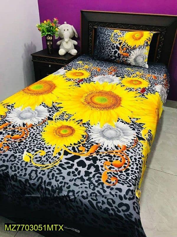 2 Pcs cotton printed single bedsheet 0