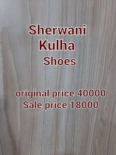 Sherwani, kulha and shoes