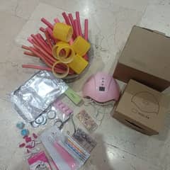 hair rollers binders and nail art