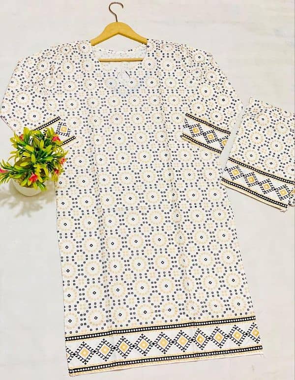 2pcs Women Stitched Lawn Printed Suit 0
