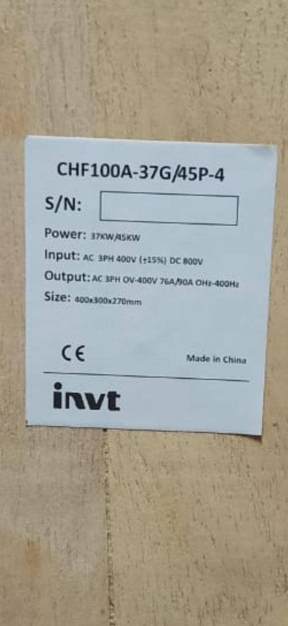 37kw Invt CHF 100 VFD Inverter/Tubewall/Atta Chaki/Industrial Motor 1