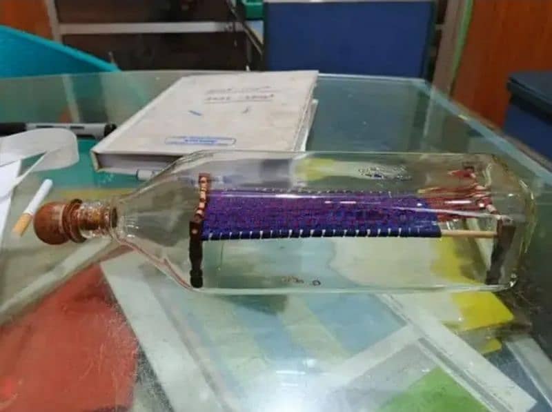 Wooden Charpai Inside Glass bottle 0