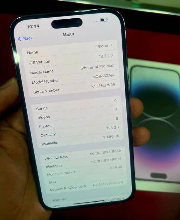 Iphone14 Pro Max 128GB Physical Dual Sim Full Box 7