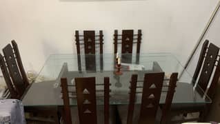 Dining table with 6 chairs glass table