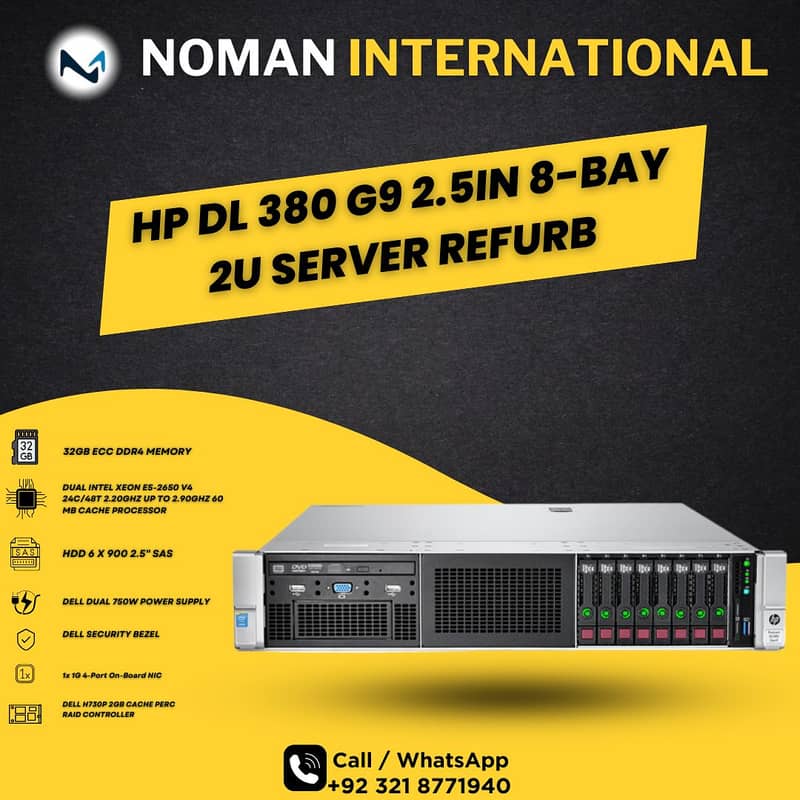 Hp Dl 380 G9 2.5in 8-bay 2U Server Refurb  Dual Intel Xeon E5-2650 V4 0