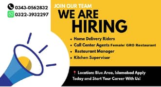 Call Center Agents (Female) and a Restaurant Manager:kitchen SUPERVISO