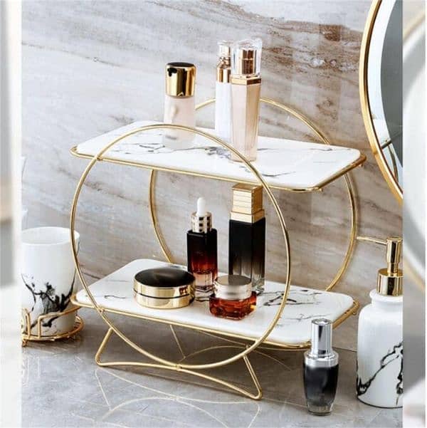 Stylish Golden Metal Makeup Organizer 1