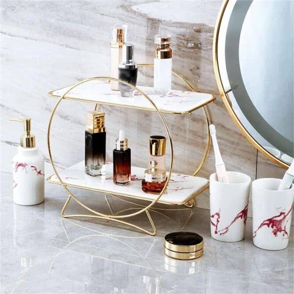 Stylish Golden Metal Makeup Organizer 3