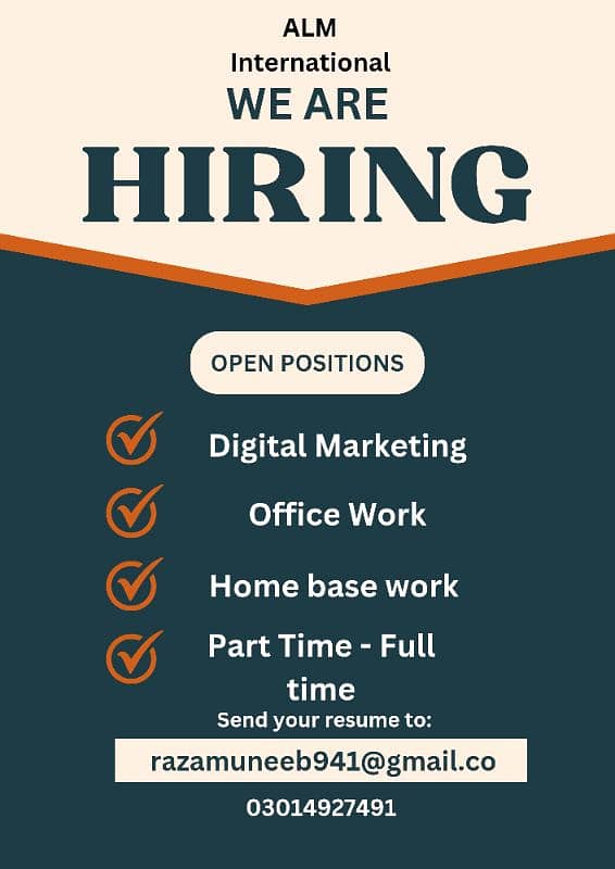 Male and Female Staff Required for Online and Office Work 0
