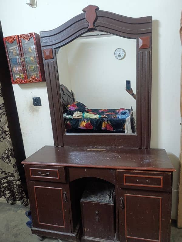 double bed with Dressing and showcase Almari 7