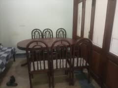 Solid Wood Dining Table with 6 Chairs – Good Condition!