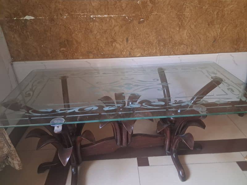glass center table(pure wood diyaar) 0
