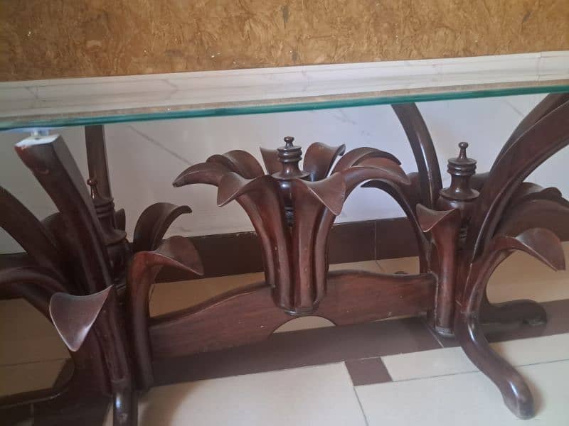 glass center table(pure wood diyaar) 1