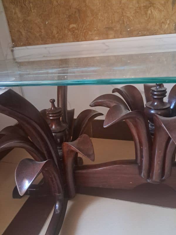 glass center table(pure wood diyaar) 2