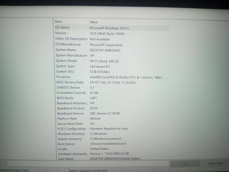 HP 430 G6 Core i5 8th Generation 7