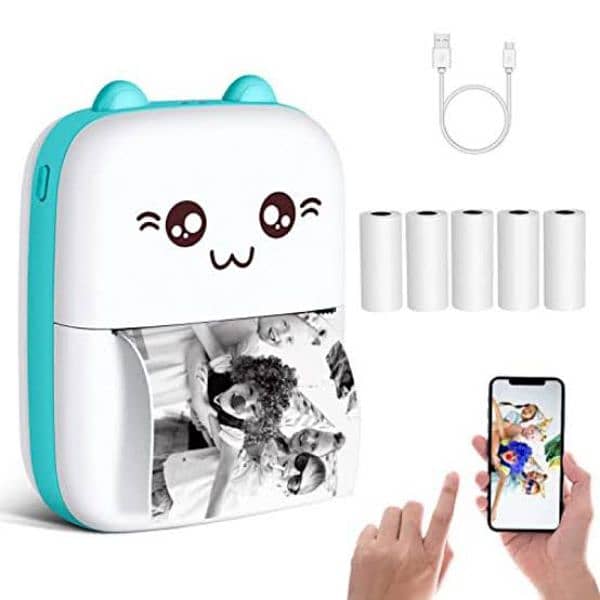 Mini Bluetooth Printer with 5 Rolls 2