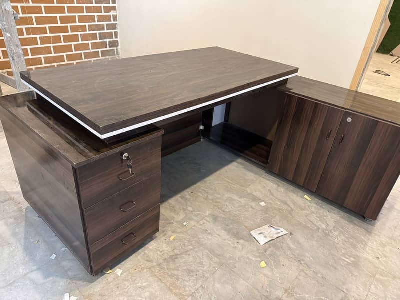 High Quality Wooden Office Table with Drawers & Cabinet - Like New 0