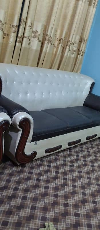 White and black sofa set slightly used 5