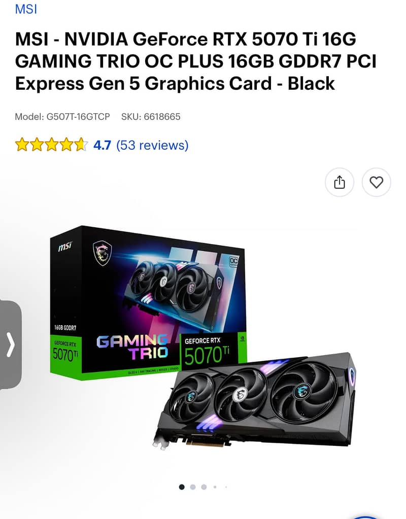 RTX 5070 TI 16g Gaming trio , 16Gb 1