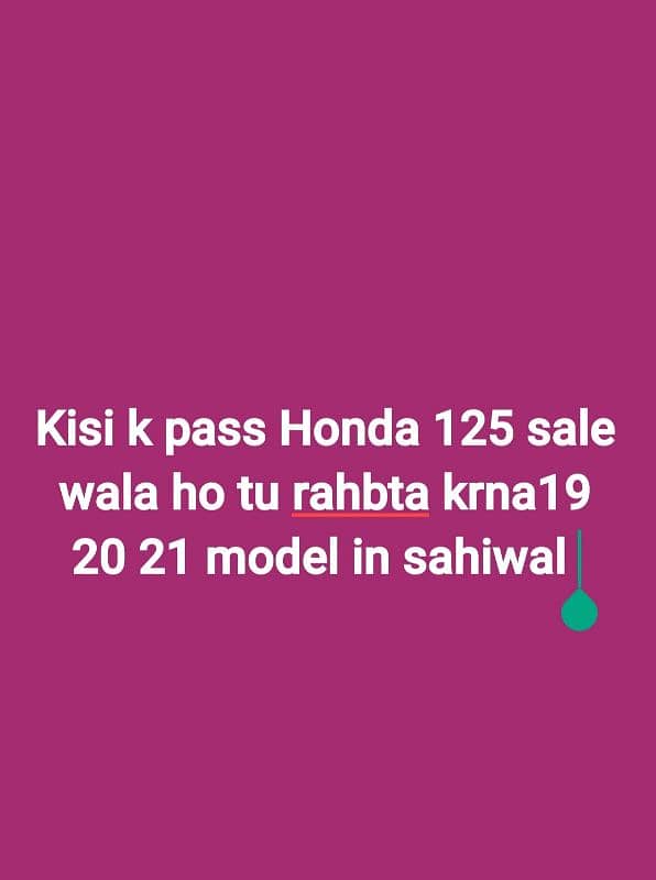 honda 125 required 0