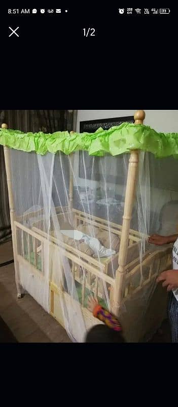 Baby cot with mattress and swing 1