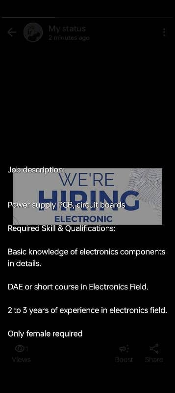 female required job electronic cards repairing female required 0