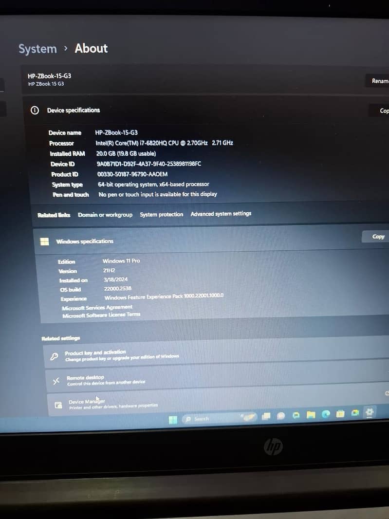 Hp Zbook core i7 0