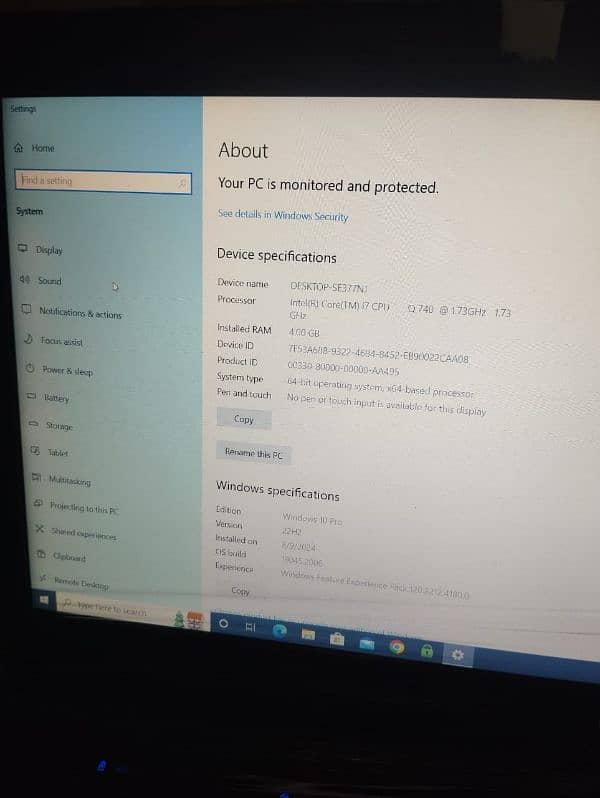 Core i7 4GB Ram 160SSD 4