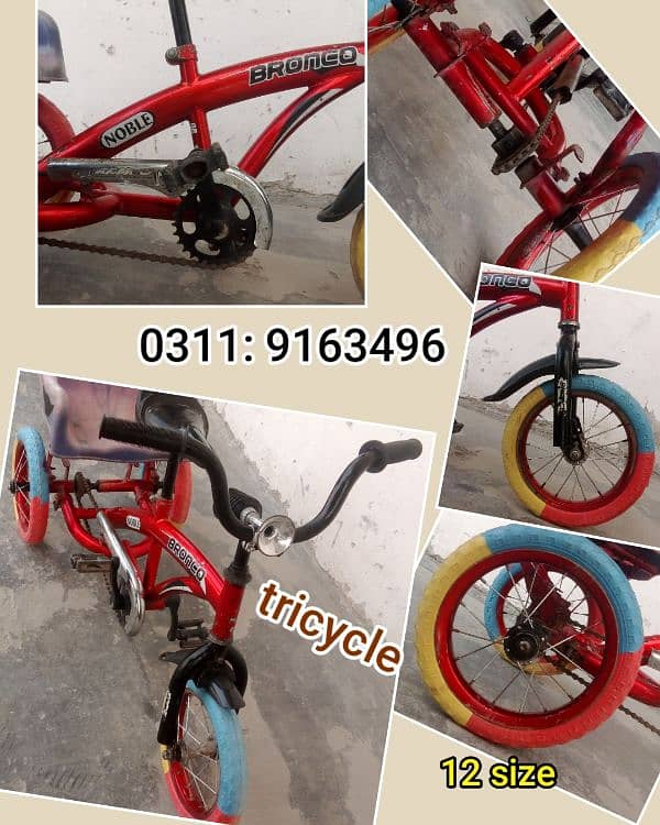 12 size tricycle for sale in good condition 0