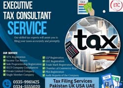 Sales Tax, Income Tax Return, USA LLC Reg/ Tax Consult,FBR, Tax Filer