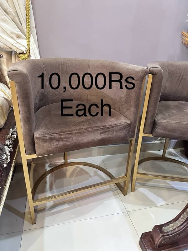 6 seater L shape Sofa Set | Stainless Steel Golden Guest Chairs 1