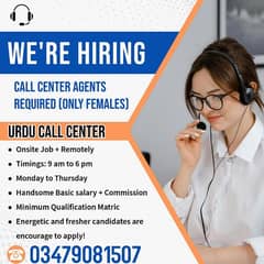 Call Center Job for Female (sales representative)